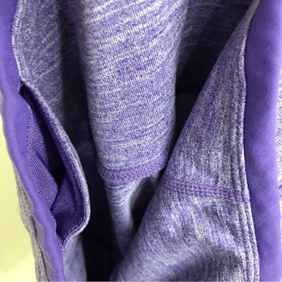 Prana Tori Capri Leggings Yoga Pants Lattice Hem Detail Purple Medium - Picture 9 of 11